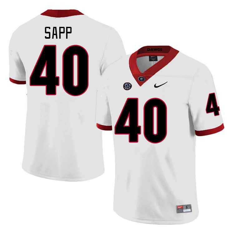 #40 Theron Sapp Georgia Bulldogs Jerseys Football Stitched-Retro White